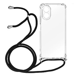 Avizar Coque pour Oppo A38 Silicone Coins Bumper Caméra Protégée Cordon 70cm Transparent