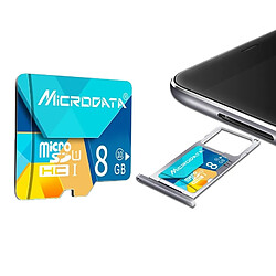 Wewoo Carte Micro SD mémoire MICRODATA 8 Go U1 Color Block TF SD