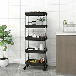 Maison Chic Desserte de cuisine | Chariot de cuisine | Meuble de rangement roulant 5 niveaux Noir 42x29x128 cm Fer et ABS -GKD39683