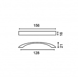 Poignée P3004 pour meuble - 128mm - Finition Chrome brillant