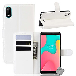 Htdmobiles Housse etui portefeuille pour Wiko Y60 + film ecran - BLANC