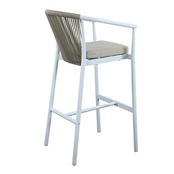 Acheter AXI Ravi Set de 2 Tabourets de Bar en BLANC / kaki | Chaise de bar en Aluminium & corde d'oléfine | Tabouret de bar pour le jardin / l'extérieur - supporte jusqu'à 120 kg