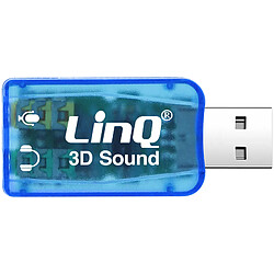 Carte Son Externe USB vers 2x Jack 3.5mm Audio Microphone Surround 5.1 LinQ Bleu