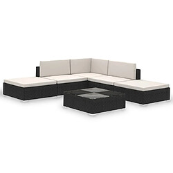 Maison Chic Salon de jardin 6 pcs + coussins - Mobilier/Meubles de jardin - Table et chaises d'extérieur Résine tressée Noir -MN52497