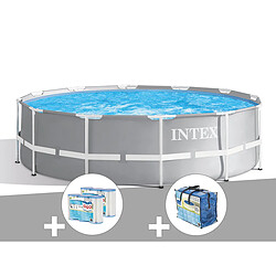 Kit piscine tubulaire Intex Prism Frame ronde 3,66 x 0,99 m + Bâche à bulles + 6 cartouches de filtration