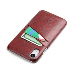 Acheter Wewoo Etui en cuir Fierre Shann Retro Oil en cire PU pour iPhone XR, avec fentes pour cartes (Marron)