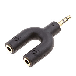 3,5 Mm Double Jack Y Audio Splitter Écouteur Adaptateur Casque Noir