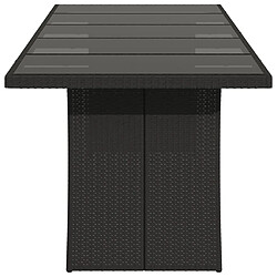 Acheter vidaXL Table de jardin dessus en verre noir 240x90x75cm résine tressée