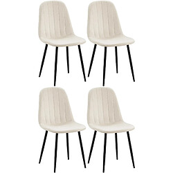 Decoshop26 Set de 4 chaises de salle à manger coutures décoratives verticales en velours crème pieds en métal noir 10_0001752