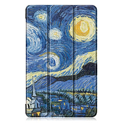 Etui en PU motif imprimé tri-pliure avec support ciel étoilé pour votre Samsung Galaxy Tab A 10.1 (2019) T515/T510