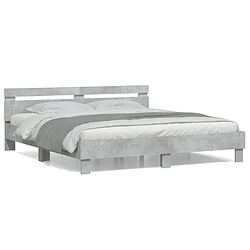 Maison Chic Cadre/structure de lit avec tête de lit pour adulte - Lit Moderne Chambre gris béton 200x200 cm -MN99429