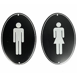 L'Héritier Du Temps Lot de 2 Plaques Décoratives Symbole Homme Femme pour WC en Métal Noir et Blanc 10x15cm