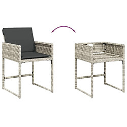 Acheter Maison Chic Ensemble à manger d'extérieur 9 pcs avec coussins,Salon de jardin,Mobilier de jardin gris clair rotin -GKD957037