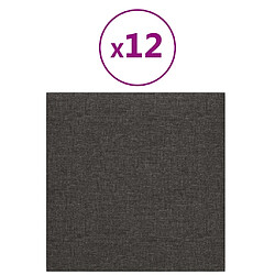 vidaXL Panneaux muraux 12 pcs Gris foncé 30x30 cm Tissu 1,08 m²