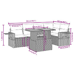 Acheter vidaXL Salon de jardin 6 pcs avec coussins gris résine tressée