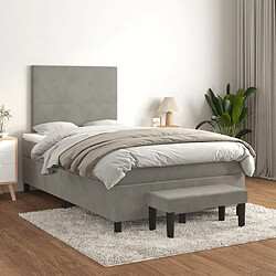 Maison Chic Lit Adulte - Lit simple Lit à sommier tapissier et matelas moelleux - Meuble de Chambre - Gris clair 120x200cm Velours -MN33208