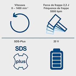 Acheter Perforateur brushless - SCHEPPACH - 20V IXES - 2,2 joules - SDS Plus - 1400 tours/min - sans batterie ni chargeur - BC-RHD230-X