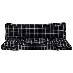 Avis vidaXL Coussins de palette lot de 2 motif à carreaux noir tissu Oxford