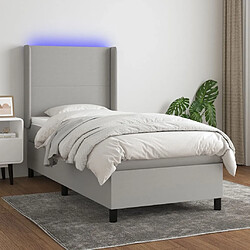 Sommier à lattes et matelas LED,Cadre à lattes de lit pour Adulte Gris clair 90x200 cm Tissu -MN28809