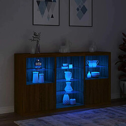 Maison Chic Commode Buffet - Meuble de rangement avec lumières LED chêne marron 181,5x37x100 cm -GKD34059 pas cher