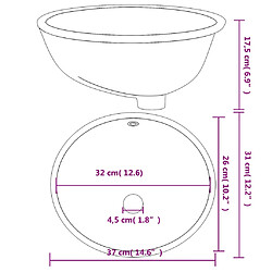 vidaXL Évier de salle de bain blanc 37x31x17,5 cm ovale céramique pas cher