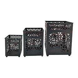 Mobili Rebecca Lot De 3 Lanternes En Métal Noir Bougeoirs Marocains Pour L'intérieur Et L'extérieur