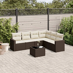 vidaXL Salon de jardin avec coussins 7 pcs marron résine tressée