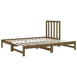 Maison Chic Lit d'appoint Marron miel 2x(90x200)cm,Lit coulissant Lit de repos Bois de pin solide -GKD93031 pas cher