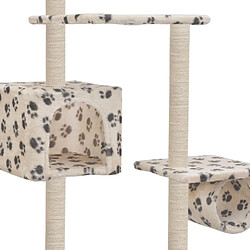 Acheter Helloshop26 Arbre à chat griffoir grattoir niche jouet animaux peluché en sisal 260 cm beige motif pattes 3702112