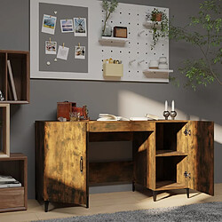 Avis Maison Chic Bureau,Table de travail,bureau de travail pour chambre Chêne fumé 140x50x75 cm Bois d'ingénierie -GKD29753