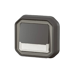 bouton poussoir - no/nf - lumineux - porte étiquette - anthracite - encastré - legrand plexo 069854l