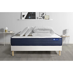 ACTISOM Pack prêt à dormir matelas ACTILATEX LIFE 200x200 cm Latex et Mémoire de forme + sommier KIT blanc + 2 oreillers + couette