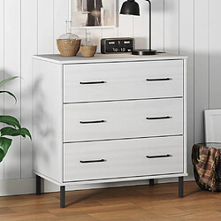 vidaXL Buffet avec 3 tiroirs Blanc 77x40x79,5 cm Bois massif OSLO