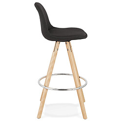 Avis Alterego Tabouret snack mi-hauteur design 'DANI MINI' en tissu noir et pieds en bois naturel