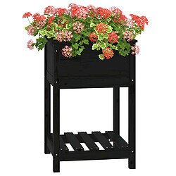 Acheter Maison Chic Jardinière,Bac à fleurs - pot de fleur avec étagère Noir 54x54x81 cm Bois massif de pin -GKD65503