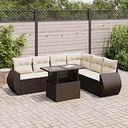 vidaXL Salon de jardin avec coussins 7 pcs marron résine tressée