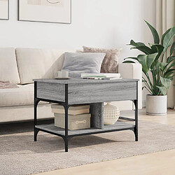 Avis ComfortXL Table Basse Sonoma Gris 70x50x50 Cm Bois D'ingénierie Et Métal