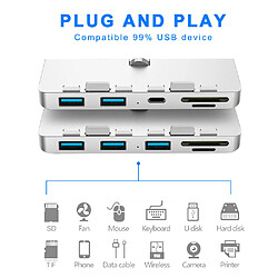 Universal Hub USB 3.0 en alliage d'aluminium Adaptateur 3 ports Distributeur avec lecteur de carte SD/TF iMac 21,5 pouces 27 Pro Ordinateur ultra-mince tout-en-un