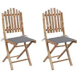 Maison Chic Lot de 2 Chaises pliables de jardin avec coussins - Fauteuil d'extérieur Bambou -MN73054