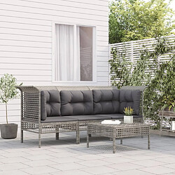 Maison Chic Salon de jardin 4 pcs + coussins - Mobilier/Meubles de jardin - Table et chaises d'extérieur Gris Résine tressée -MN31858