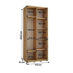 Acheter Abiks Meble Armoire SAPPORO 2 À Portes Coulissantes 205,2/120/45 2 Portes (Noir/Noir)