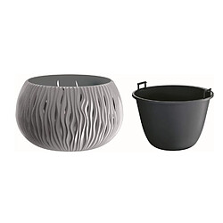 Pot de Fleurs avec insert Prosperplast Ø 238mm 2,3L gris Sandy Bowl DSK240