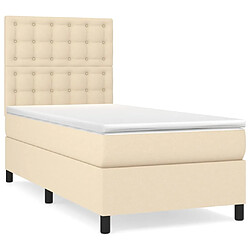 Maison Chic Lit adulte- Lit + matelas,Sommier à lattes de lit avec matelas Crème 90x200 cm Tissu -GKD67750