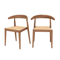 Rendez Vous Deco Chaise Alia en bois de teck et cannage en rotin (lot de 2)