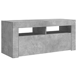 Maison Chic Meubles TV avec lumières LED - Banc TV pour salon gris béton 90x35x40 cm -MN33073