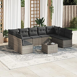 Maison Chic Salon de jardin avec coussins 10 pcs | Ensemble de Table et chaises | Mobilier d'Extérieur gris résine tressée -GKD79146