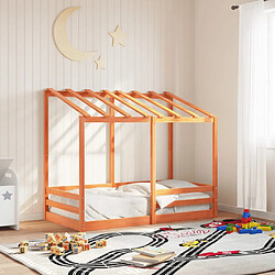 Avis Vidaxl Lit pour enfants et toit cire marron 80x160 cm bois massif pin