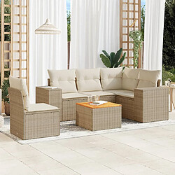 vidaXL Salon de jardin avec coussins 6 pcs beige résine tressée