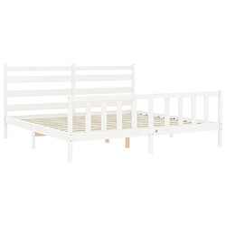 Maison Chic Lit adulte - Cadre Structure de lit avec tête de lit Contemporain blanc 200x200 cm bois massif -MN59742 pas cher