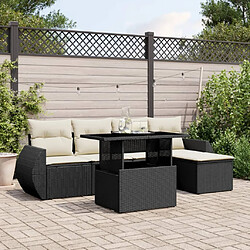 vidaXL Salon de jardin 6 pcs avec coussins noir résine tressée